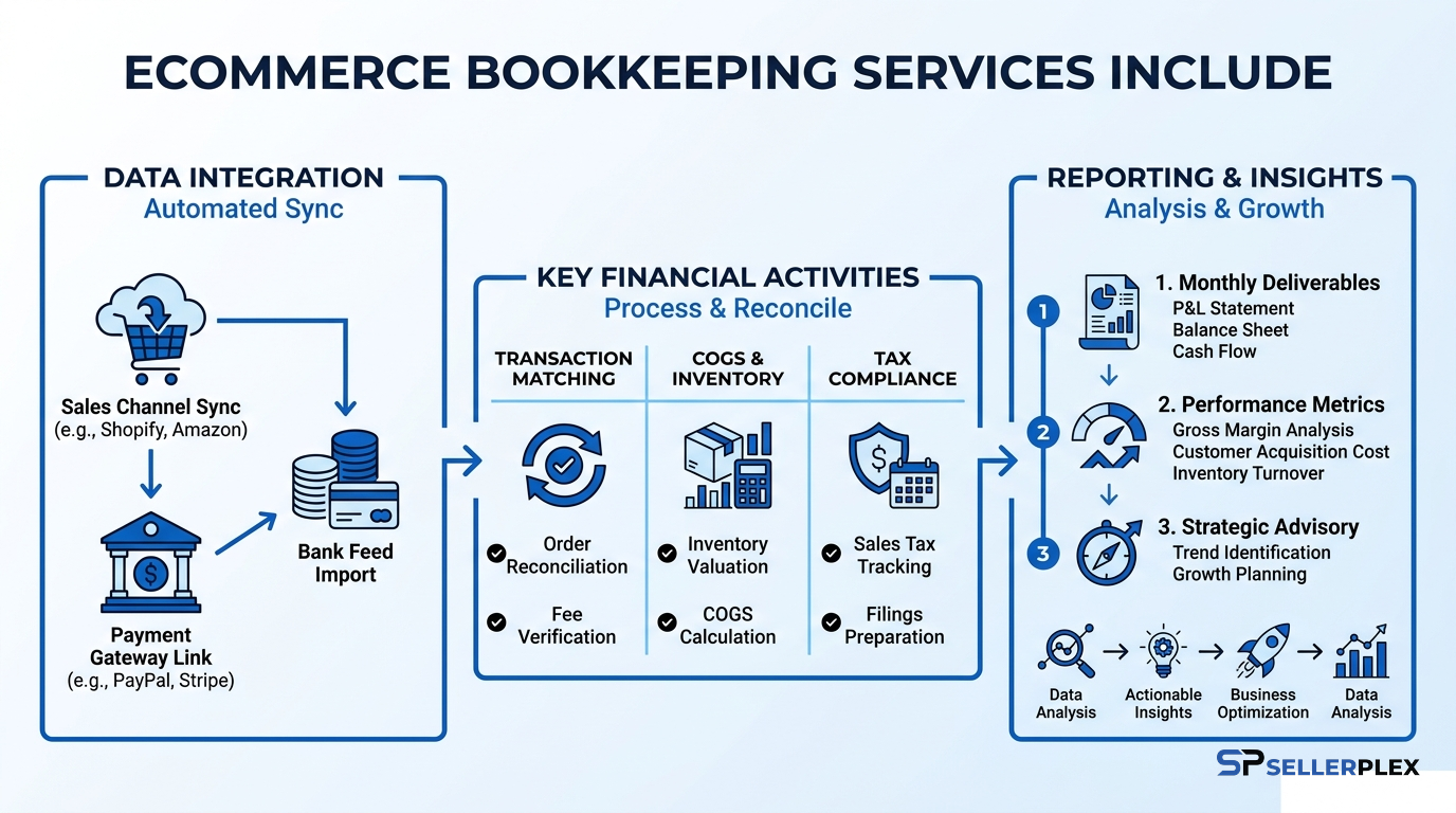 What do ecommerce bookkeeping services include?