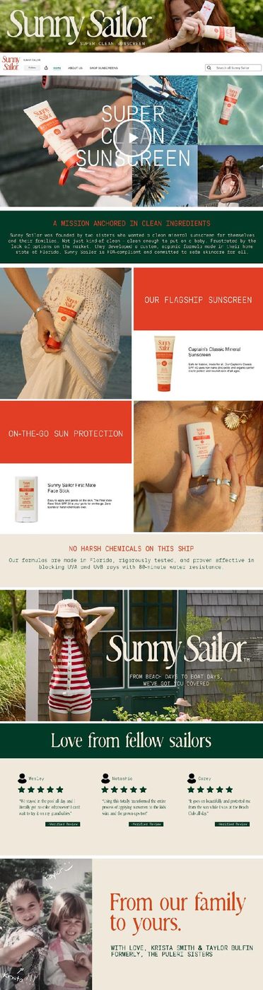 Sunny Sailor Amazon storefront homepage design