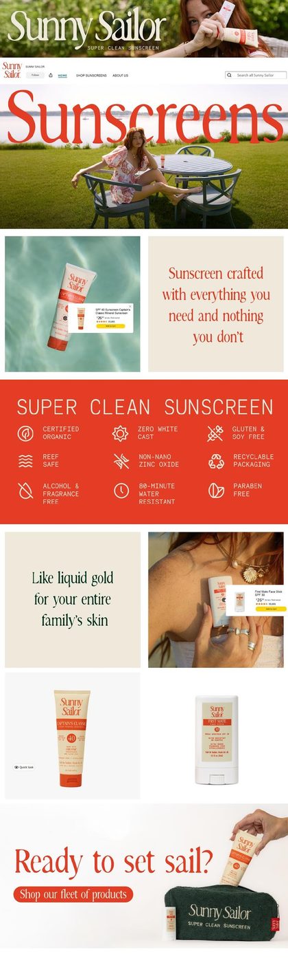Sunny Sailor Amazon storefront shop navigation page