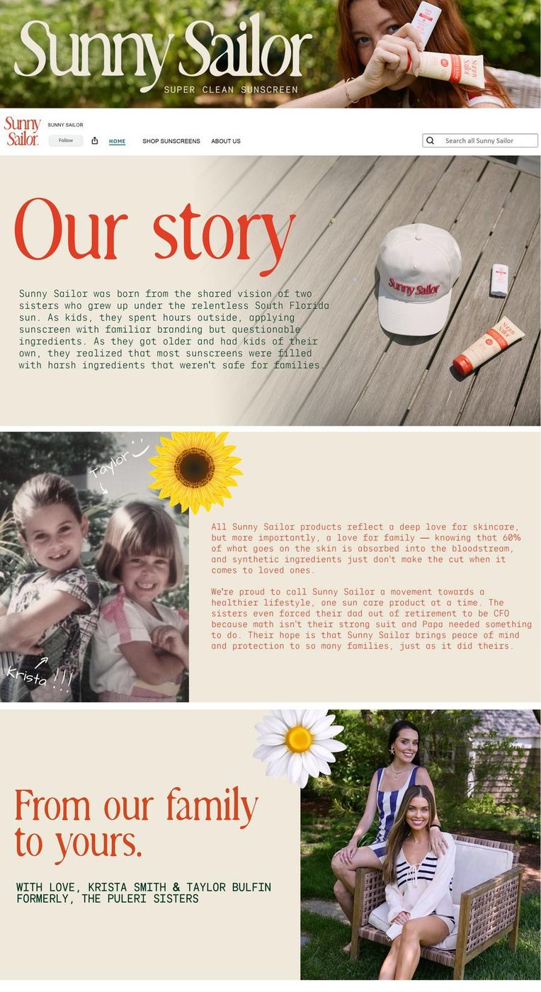 Sunny Sailor Amazon storefront about-us page
